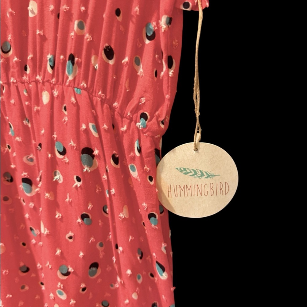 O48 Hummingbird Coral Mini Dress with Abstract Dots - Picture 4 of 6